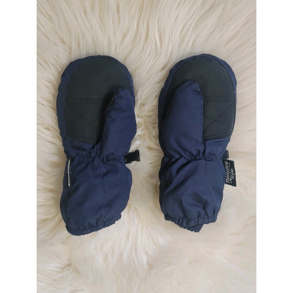Kids Thinsulate Insulation 40 Gram Navy Winter Snow Mittens Gloves Sz 2-4 Unisex